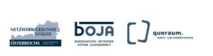 Logos: Netzwerk Gesunde Städte, boja, queraum